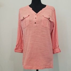 Gloria Vanderbilt Women Tshirt Size Small Color Pink Roll Sleeve Lightweight